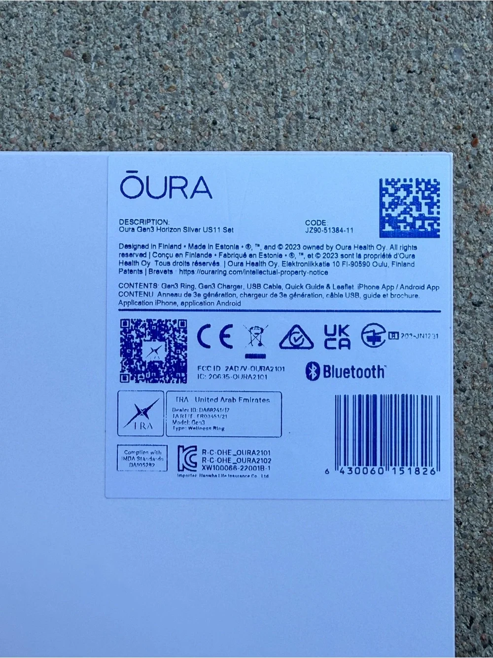 Oura Ring Gen 3 Horizon Silver US11